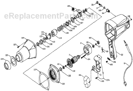 Page A Diagram and Parts List for 6626  Porter Cable Impact Driver